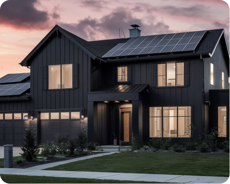 13.2kW solar panel system installed on modern two-story house for sustainable energy