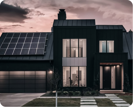 Modern home with 18kW solar panel system installed on the roof