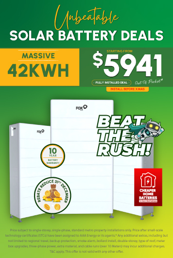 Home battery rebate offer 30kWh battery system with 10 year warranty fully installed.