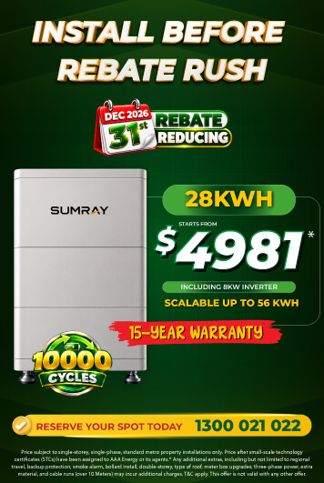 Family with a home battery rebate offer