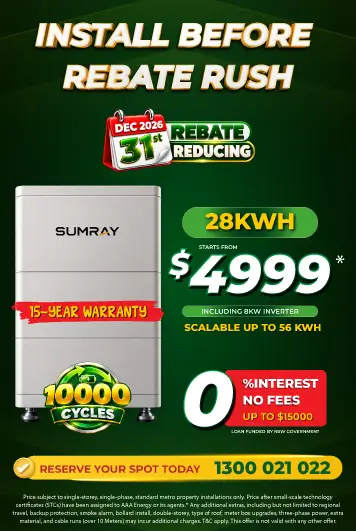 Family with a home battery rebate offer