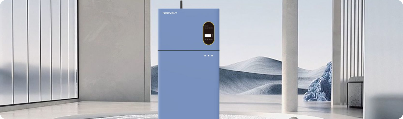 NEOVOLT blue battery in a modern room