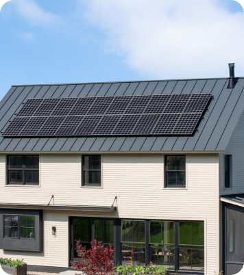 Home with rooftop solar panels