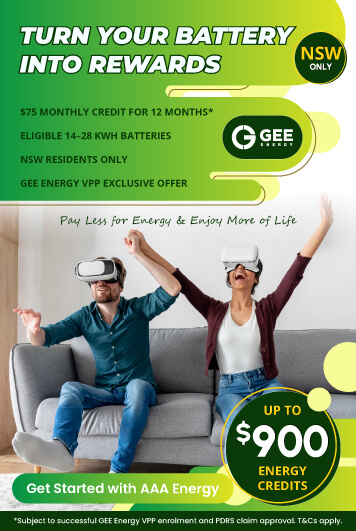 Family with a home battery rebate offer