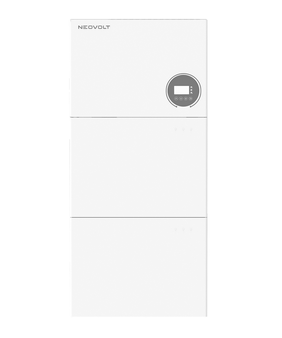 NEOVOLT two-module home battery with a digital display
